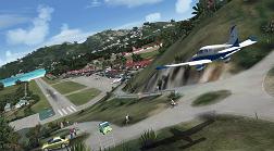 Final approach to St. Barths airport runway with AirStMaarten, the virtual airline.